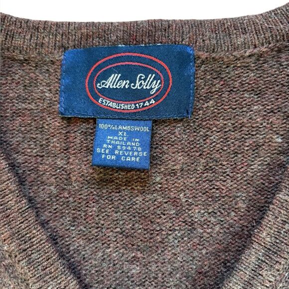 Allen Solly Vintage Sweater Vest 100% Lambswool Mens Size XL Brown - Picture 3 of 5